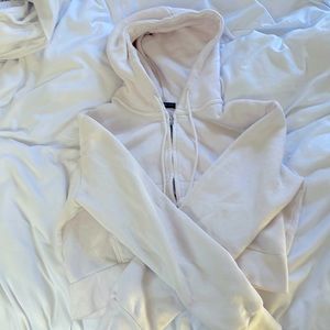 Brandy Melville Christy cropped zip up| White|